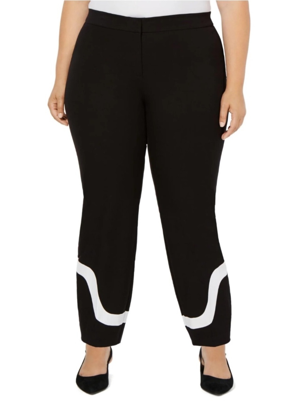 Women's Alfani Black Comfort Waist Color Block Ankle Pants, Plus Size 16W